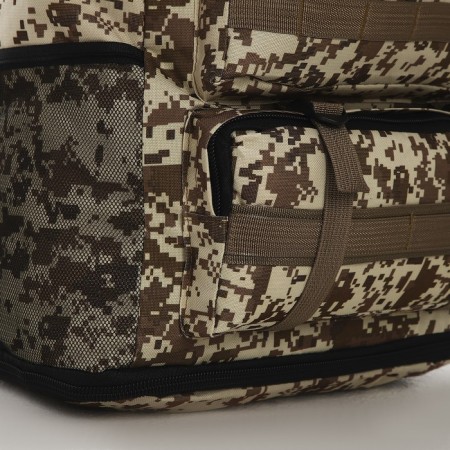 Tourist backpack on lightning, with an increase, 6 outer pockets, beige/brown color-7
