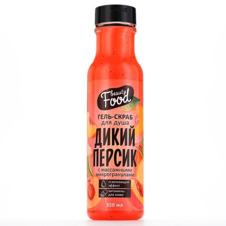 Sugar shower gel-scrub, 350 ml, peach aroma, Beauty Food-1
