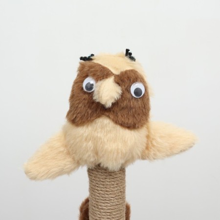 Claw-Stolbik "Piggon" with owl, 35 x 35 x 59 cm, jute, mix of flowers-3