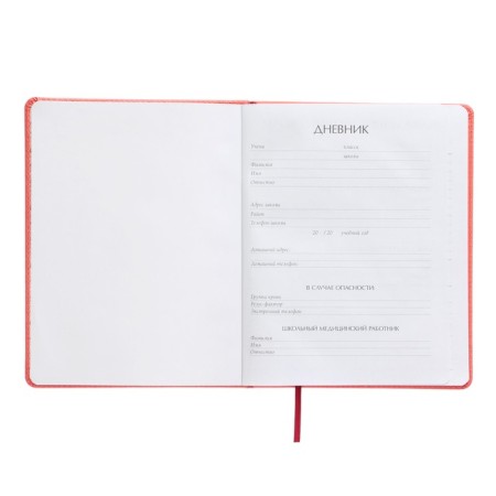 Universal diary for grades 1-11, 48 sheets, Velvet, solid cover, artificial leather, thermoting, liesse, coral-3