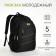 Youth backpack from textiles on lightning, 5 pockets, black/green color