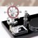 Set of desktop stationery 6B1 with a business card holder and hours, a black tree