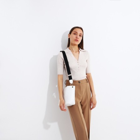 Bag Cross-Bodi with a zipper, white color-6