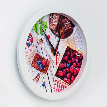 Wall clock, D-28 cm, kitchen, "berry breakfast", silent-1