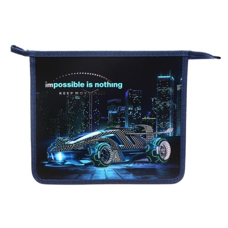 Folder for notebooks A5, 240 x 205 x 40 mm, lightning from above, plastic, PT 73-12, Silver Car (voluminous 3D-risun with metallic effect)