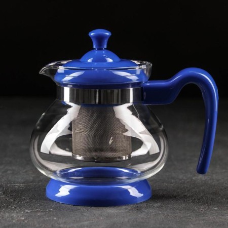 Glass teapot “Melody”, 750 ml, with metal sieve, color mix-5