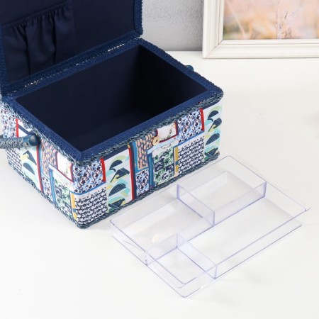 Casket for needlework "Patchwork. Blue flowers" 19x26x14.5 cm-5