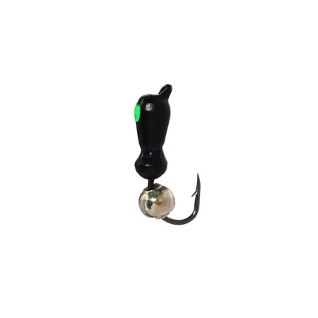 Mormyshka ants black, green eye + ball silver, weight 0.9 g-1
