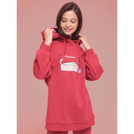 Sweatshirt for girls, height 104 cm, red color
