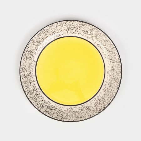 Ceramic plate "Persia", flat, 25 cm, yellow, 1 variety, Iran