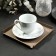 Metal tray, square eco -leather, 12 x 12 cm, brown color,