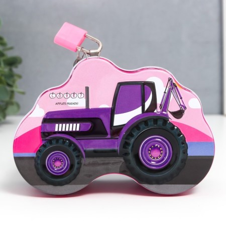 Piggy bank Metal "Tractor" with a lock and keys mix 6x14x9 cm-3