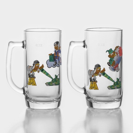 A set of beer mugs "Podkolists", 330 ml, in gift packaging, 2 pcs, drawing mix-2