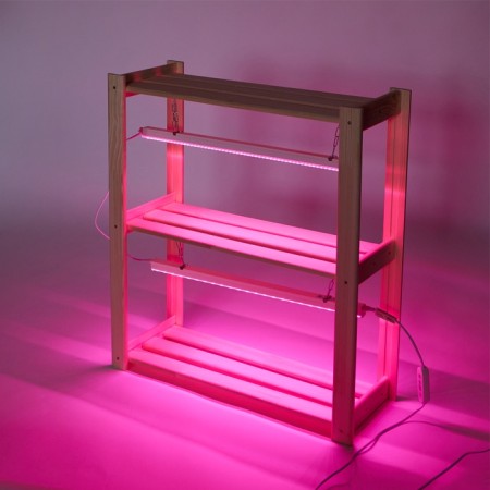 Wooden rack for seedlings with phytoswinkers of the spectrum and timer 73x65x24 cm