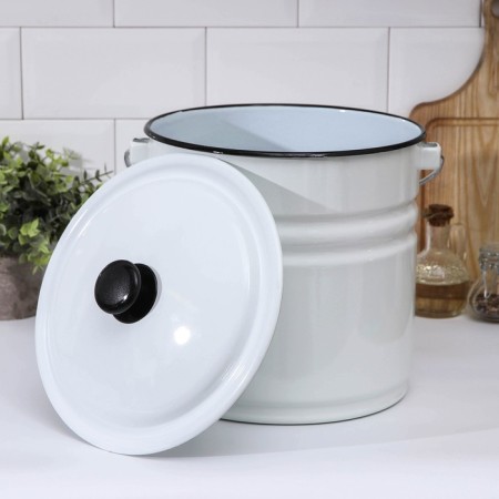 A bucket without a decolle, 12 l, with a lid, white color-2