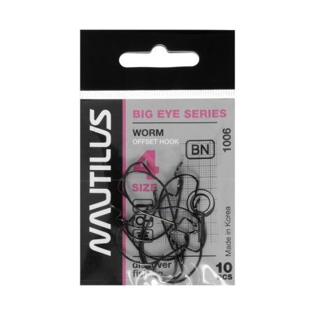 Offset hook Nautilus offset Big Eye Series Worm 1006, No. 4, 10 pcs.