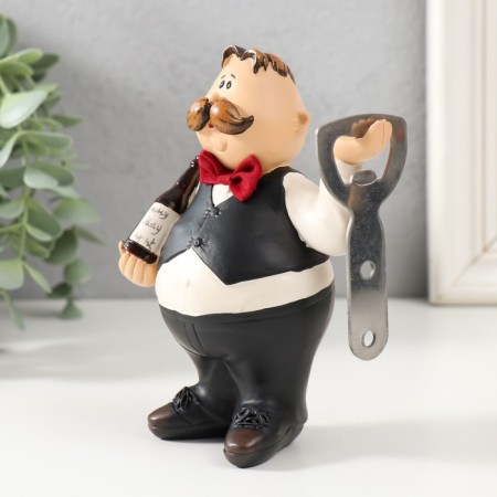 Polystone souvenir with an opener "Waiter with a bottle of wine" 9.7x6.4x13.8 cm-3