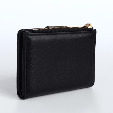 Women's wallet on the button, black color-1