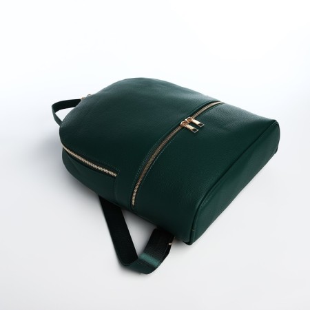 Women's backpack made of artificial leather with lightning, 2 pockets, green color-3