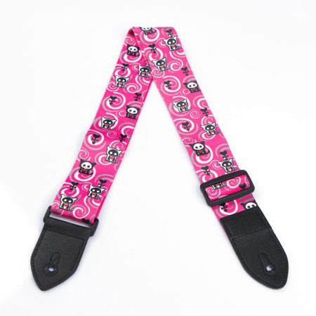 Guitar belt, pink, cats, length 60-117 cm, width 5 cm-2