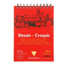 Блокнот для рисунков, А5, 120 г/м2, Clairefontaine 50 листов, спираль, белый