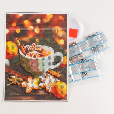 Diamond embroidery with partial filling "Cup of Coffee" 15*21, canvas-1