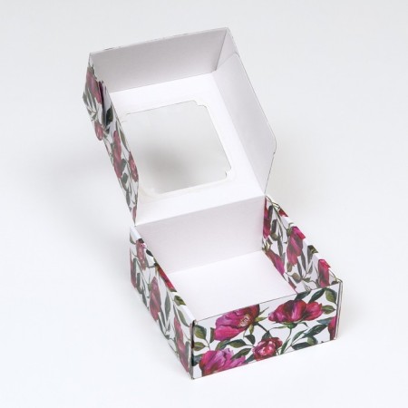Self -charged box, with a window, "watercolor flowers", 19 x 19 x 9 cm set 5 pcs-3
