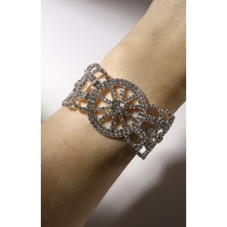 Bracelet with the rhinestones "celebrity", white color in silver, 18 cm-3