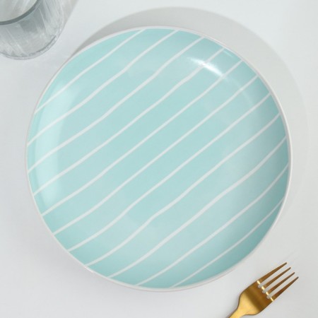 Ceramic “Line” plate, 22.5 cm, blue color-2