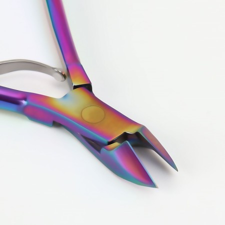 Manicure nippers for cuticle, 9.5 cm, blade length - 10 mm, chameleon color-4