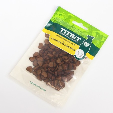Soft titbit snacks for cats, beef hearts, 40 g