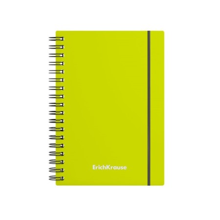 Notebook A6 (120 x 146 mm), 80 sheets in the cage on the crest Erichkrause "Neon", plastic cover, on the elastic band, an offset unit, whiteness 100%, mix-1