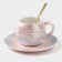Tea couple ceramic “magic”, 3 objects: 260 ml mug, saucer d = 15.8 cm, spoon h = 14 cm, pink color