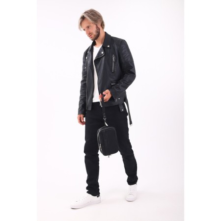 Male clutch, textura, artificial leather, black color-3