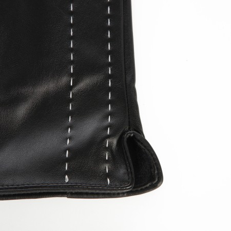 Gloves of wives 24*1*9 cm, leather claim, without insulation (c), dimensionless, stitching, black-1