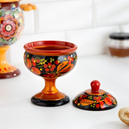 Candy, with a lid, large, Khokhloma-1