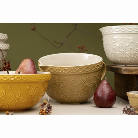 A jug for mixing beige color with a relief pattern of Taiga berries, 2l-3