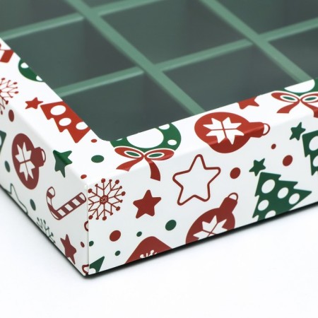 New Year. Box for 12 sweets "New Year's Pattern", 19 x 15 x 3.6 cm, confectionery packaging-7