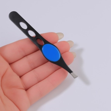 Pinzet begged, narrow, with a rubber insert, 9.5 cm, color mix-6