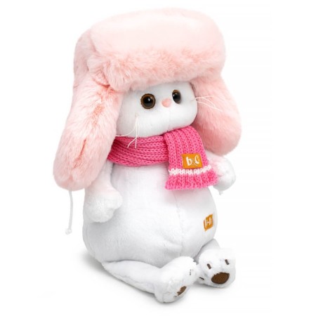 Soft toy "Lee" in a fur hat and scarf, 24 cm LK24-166-1