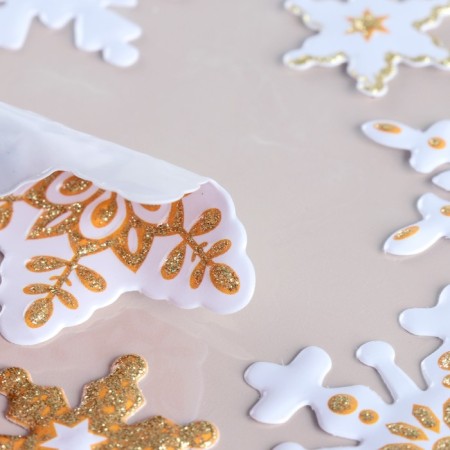 Stickers on the windows "New Year" stars, white background, 25x14-2