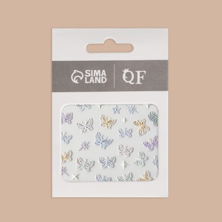 Nail stickers "Magic butterflies", voluminous, multi -colored-4