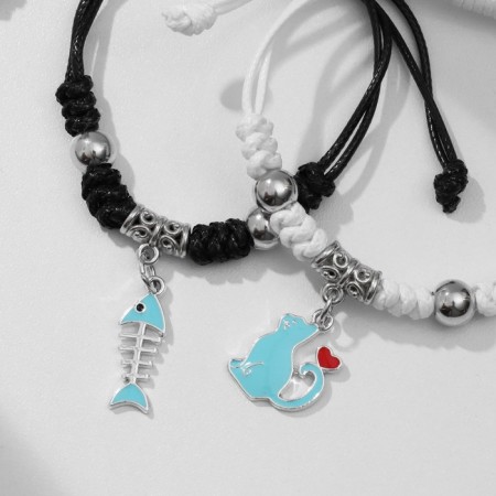 Bracelets "Demetrons" cat with a fish, color, 7 cm-1