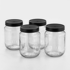 A set of glass cans with a black polymer lid, TO-82 mm, 720 ml, 4 pcs.