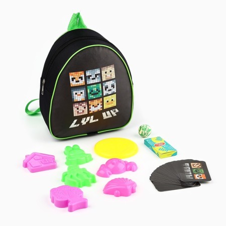 Gift set with a backpack + set of molds for games in the sand "Pixels"-3