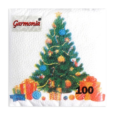 New Year's napkins Paper Harmony of color Multicompassion "Christmas tree", 24*24 cm 100 sheets-1