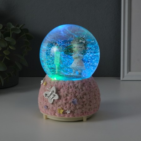 Souvenir Polystone Water Ball Light, Music "Flower Polyanka and Baby" MIX 10x10x14.5 cm-2