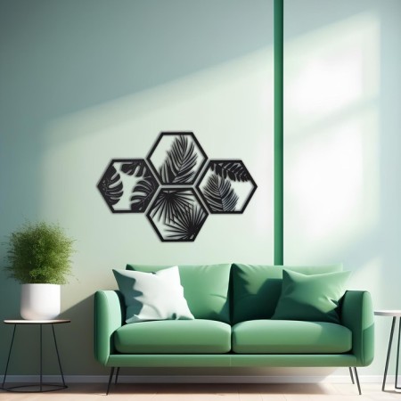 Nast -wall decor, a panel for an interior made of wood "Paporotnik", 4 modules 22 x 19 cm-3