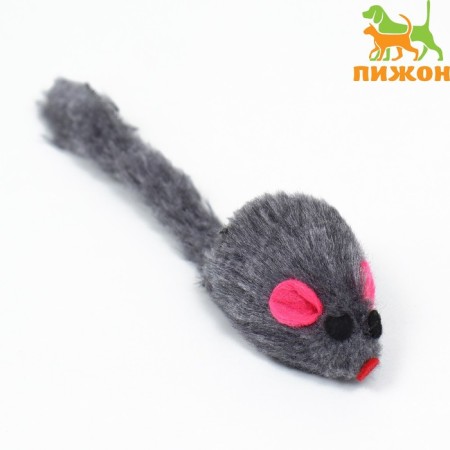 A toy for cats "Small mouse fur", gray, 5 cm