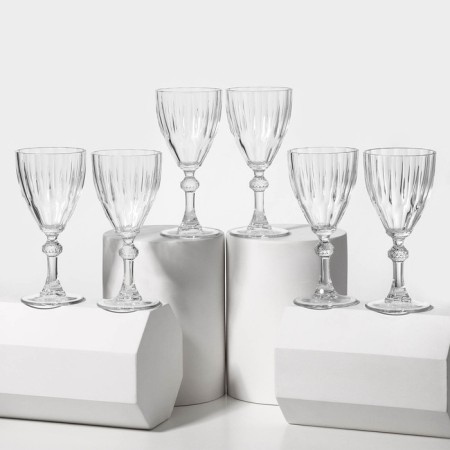 Diamond glass glasses set, 245 ml, 6 pcs